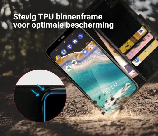 Rosso Element Nokia 7.1 Hoesje Book Cover Zwart afbeelding 6