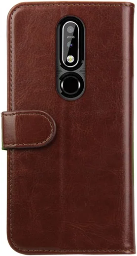 Rosso Element Nokia 7.1 Hoesje Book Cover Bruin afbeelding 4