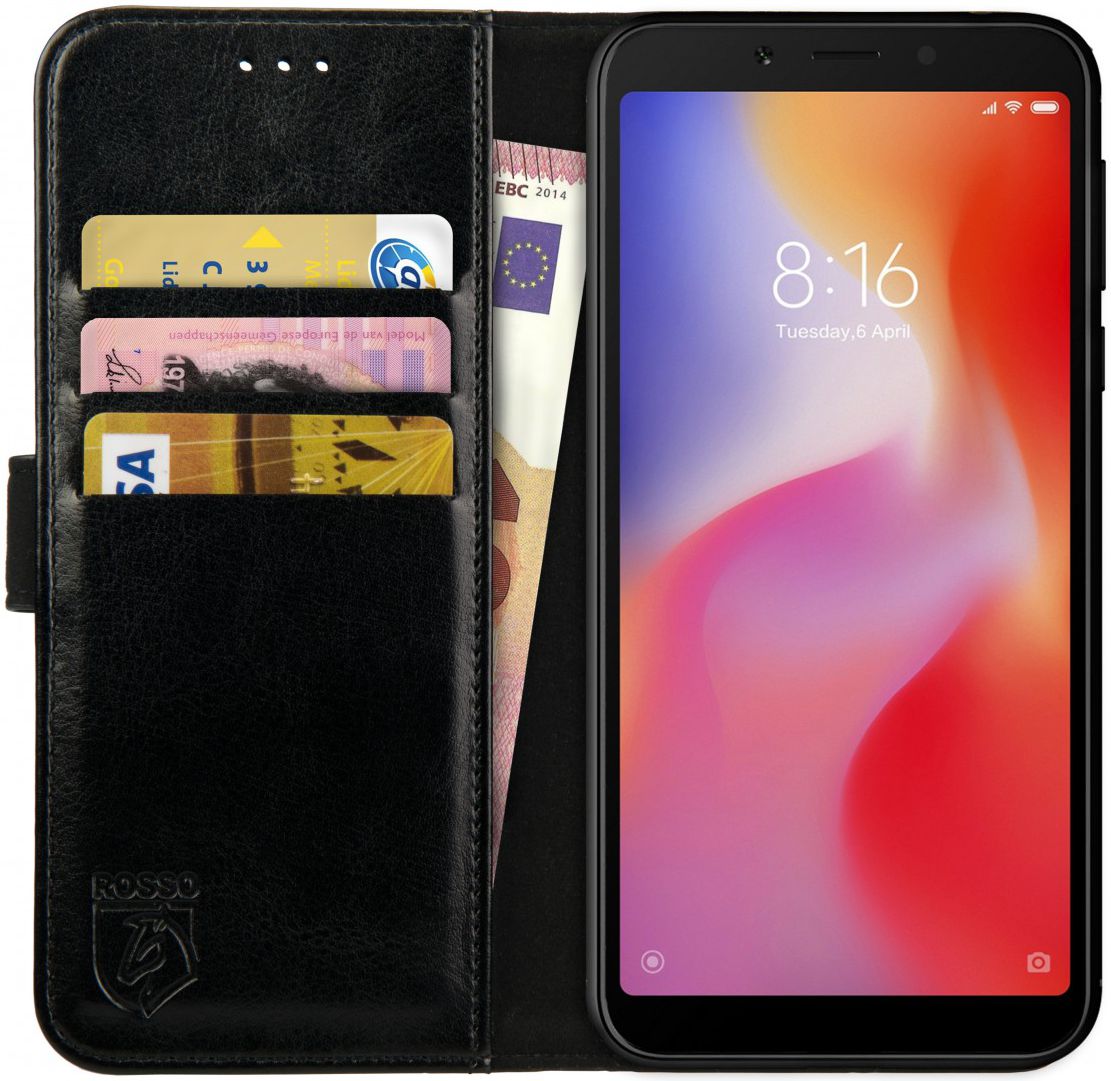Rosso Element Xiaomi Redmi 6 Hoesje Book Cover Zwart afbeelding 1