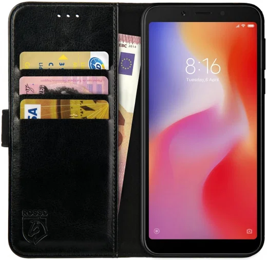 Rosso Element Xiaomi Redmi 6 Hoesje Book Cover Zwart afbeelding 1