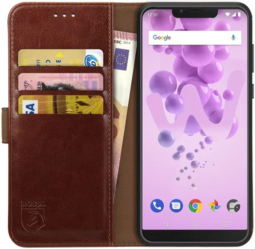 Rosso Element Wiko View 2 Go Hoesje Book Cover Bruin afbeelding 1
