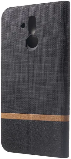 Huawei Mate 20 Lite Cross Pattern Wallet Hoesje Hoesje Zwart afbeelding 4