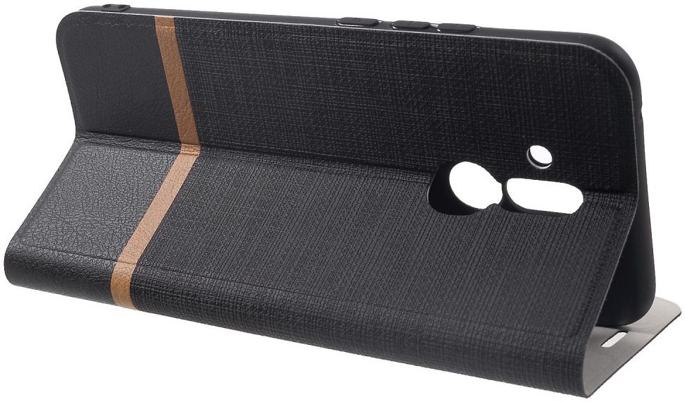Huawei Mate 20 Lite Cross Pattern Wallet Hoesje Hoesje Zwart afbeelding 2