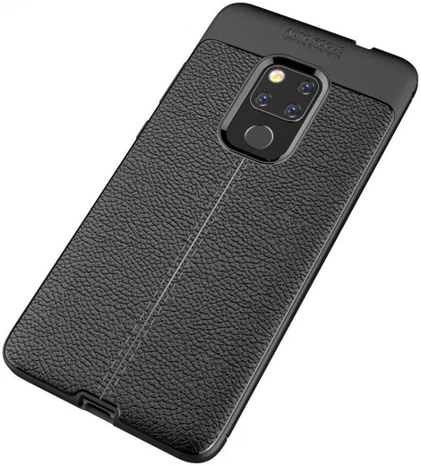 Huawei Mate 20 Lite Litchi Kunstleren Coating TPU Hoesje Zwart afbeelding 5