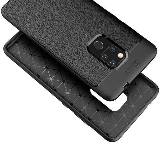 Huawei Mate 20 Lite Litchi Kunstleren Coating TPU Hoesje Zwart afbeelding 8