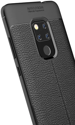 Huawei Mate 20 Lite Litchi Kunstleren Coating TPU Hoesje Zwart afbeelding 9