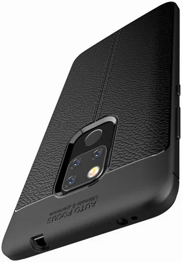 Huawei Mate 20 Lite Litchi Kunstleren Coating TPU Hoesje Zwart afbeelding 10