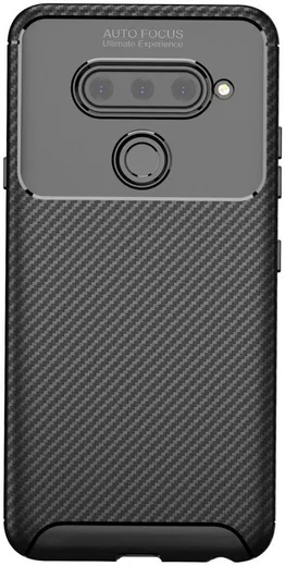 LG V40 Thinq Carbon TPU Hoesje Zwart afbeelding 2