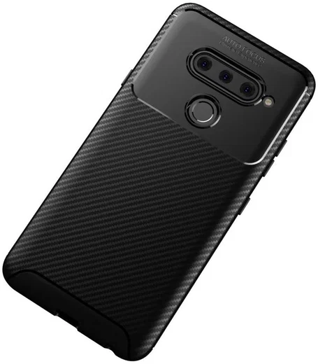 LG V40 Thinq Carbon TPU Hoesje Zwart afbeelding 4