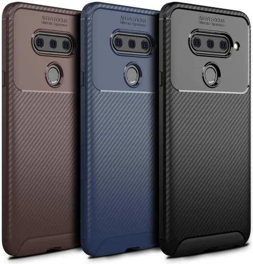LG V40 Thinq Carbon TPU Hoesje Zwart afbeelding 12