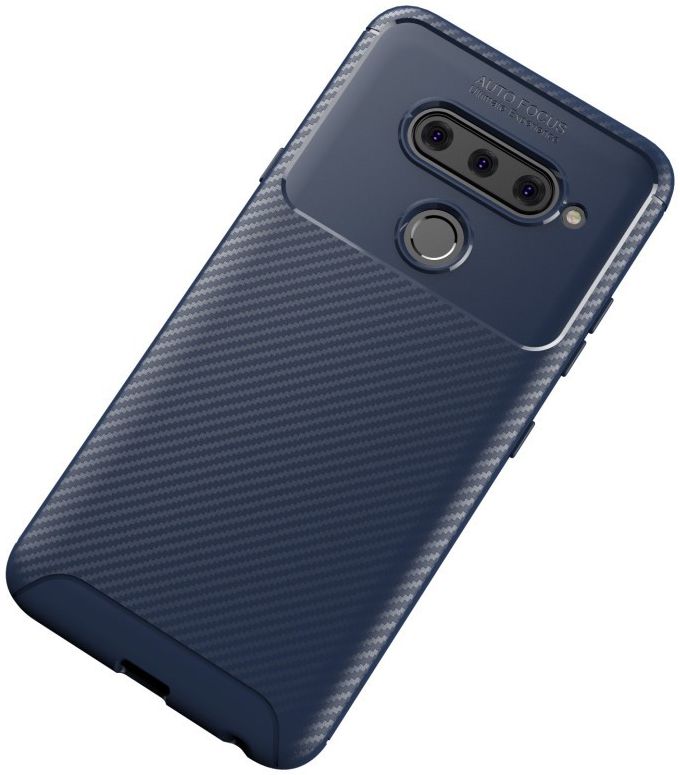 LG V40 Thinq Carbon TPU Hoesje Blauw afbeelding 2