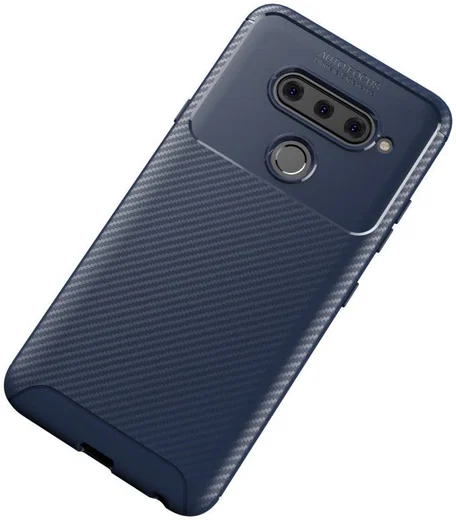 LG V40 Thinq Carbon TPU Hoesje Blauw afbeelding 2