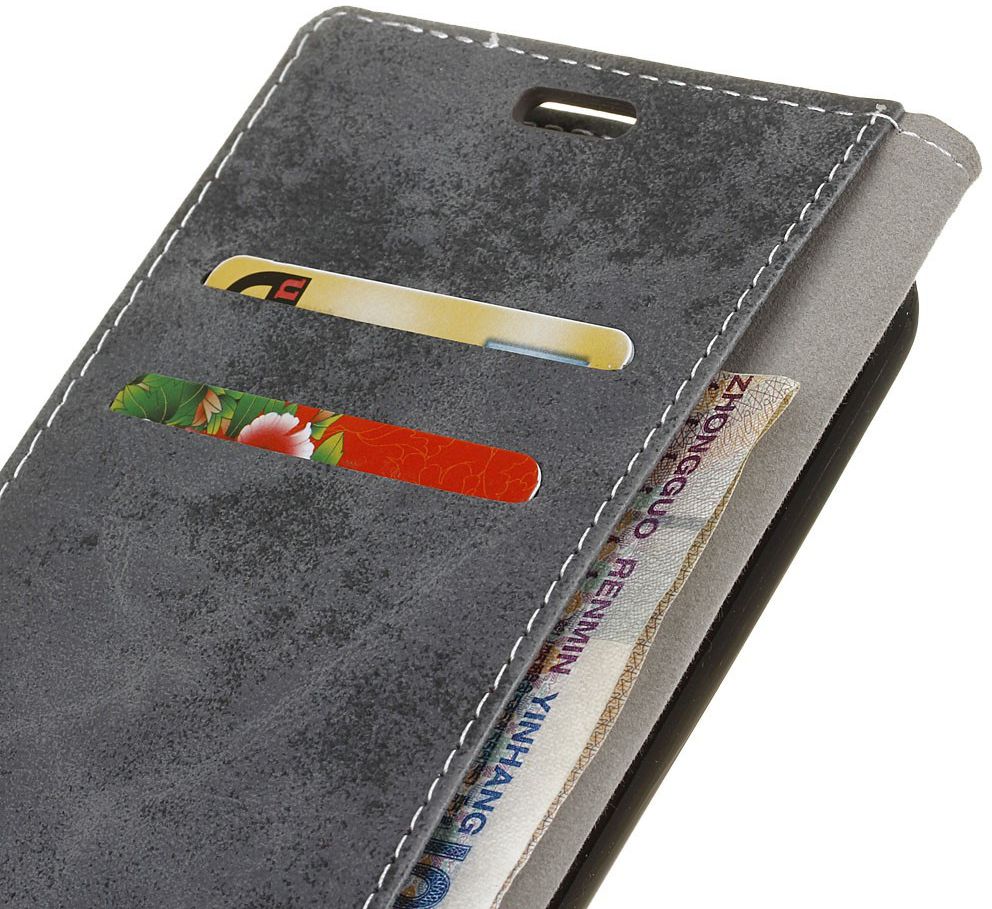 LG V40 Thinq Vintage Portemonnee Hoesje Grijs afbeelding 3