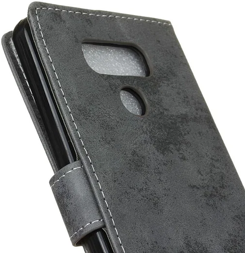 LG V40 Thinq Vintage Portemonnee Hoesje Grijs afbeelding 5
