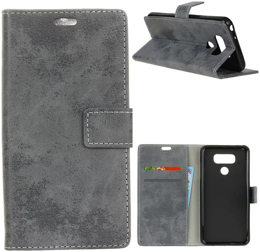 LG V40 Thinq Vintage Portemonnee Hoesje Grijs afbeelding 8