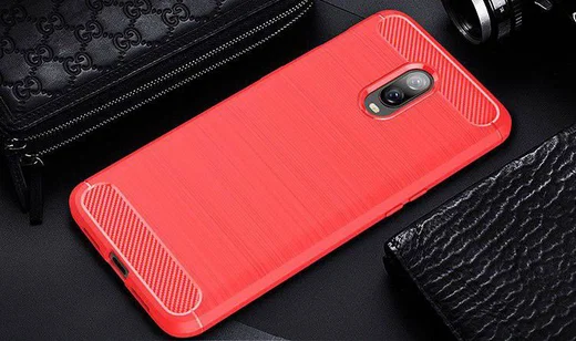 OnePlus 6T Geborsteld TPU Hoesje Rood afbeelding 2