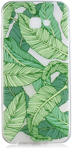 Samsung Galaxy J4 Plus TPU Hoesje Print Green Leaves afbeelding 1