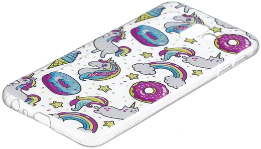 Samsung Galaxy J6 Plus TPU Backcover Print met Donuts and Unicorns afbeelding 3