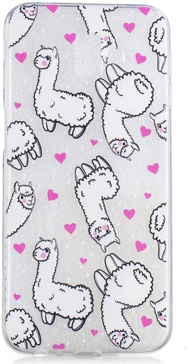 Samsung Galaxy J6 Plus TPU Backcover Print met Alpaca afbeelding 1