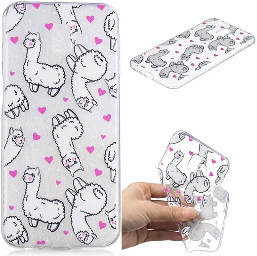 Samsung Galaxy J6 Plus TPU Backcover Print met Alpaca afbeelding 2