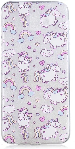 Samsung Galaxy J6 Plus TPU Backcover Print met Lovely Unicorns afbeelding 1
