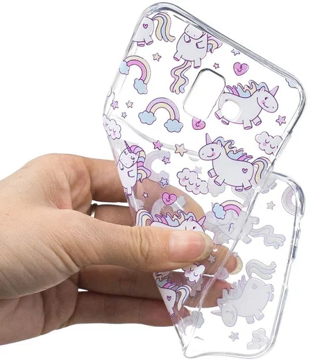 Samsung Galaxy J6 Plus TPU Backcover Print met Lovely Unicorns afbeelding 4