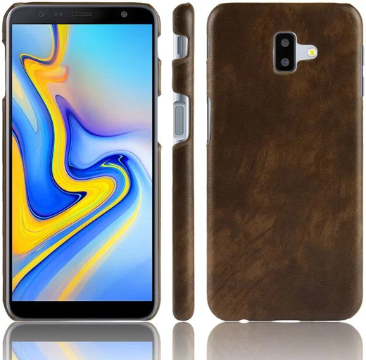 Samsung Galaxy J6 Plus Kunstlederen Coating Hoesje Bruin afbeelding 2