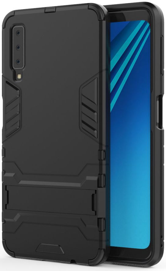 Samsung Galaxy A7 (2018) Hybride Hoesje met Standaard Zwart afbeelding 1