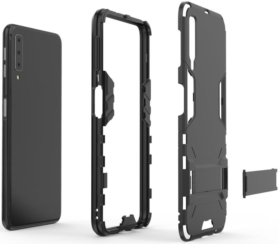 Samsung Galaxy A7 (2018) Hybride Hoesje met Standaard Zwart afbeelding 6