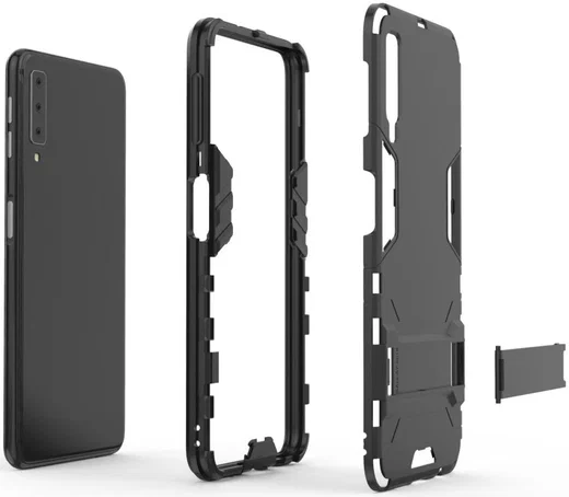 Samsung Galaxy A7 (2018) Hybride Hoesje met Standaard Zwart afbeelding 6