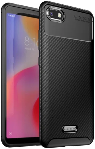 Xiaomi Redmi 6A Siliconen Carbon Hoesje Zwart afbeelding 1