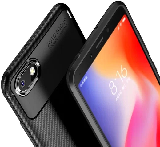 Xiaomi Redmi 6A Siliconen Carbon Hoesje Zwart afbeelding 12