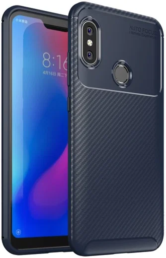 Xiaomi Mi A2 Lite Siliconen Carbon Hoesje Blauw afbeelding 1
