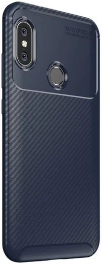 Xiaomi Mi A2 Lite Siliconen Carbon Hoesje Blauw afbeelding 2