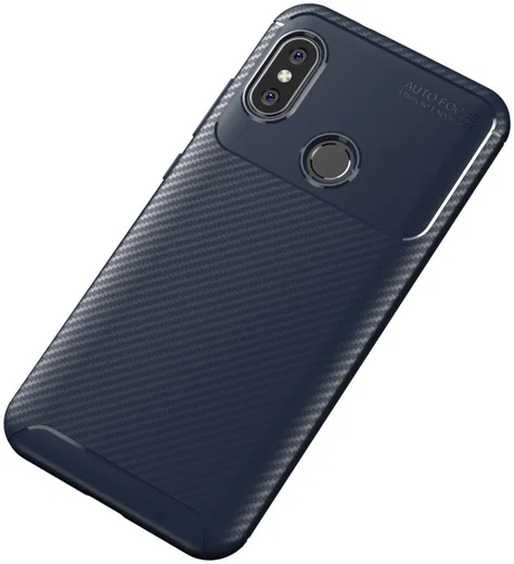 Xiaomi Mi A2 Lite Siliconen Carbon Hoesje Blauw afbeelding 5