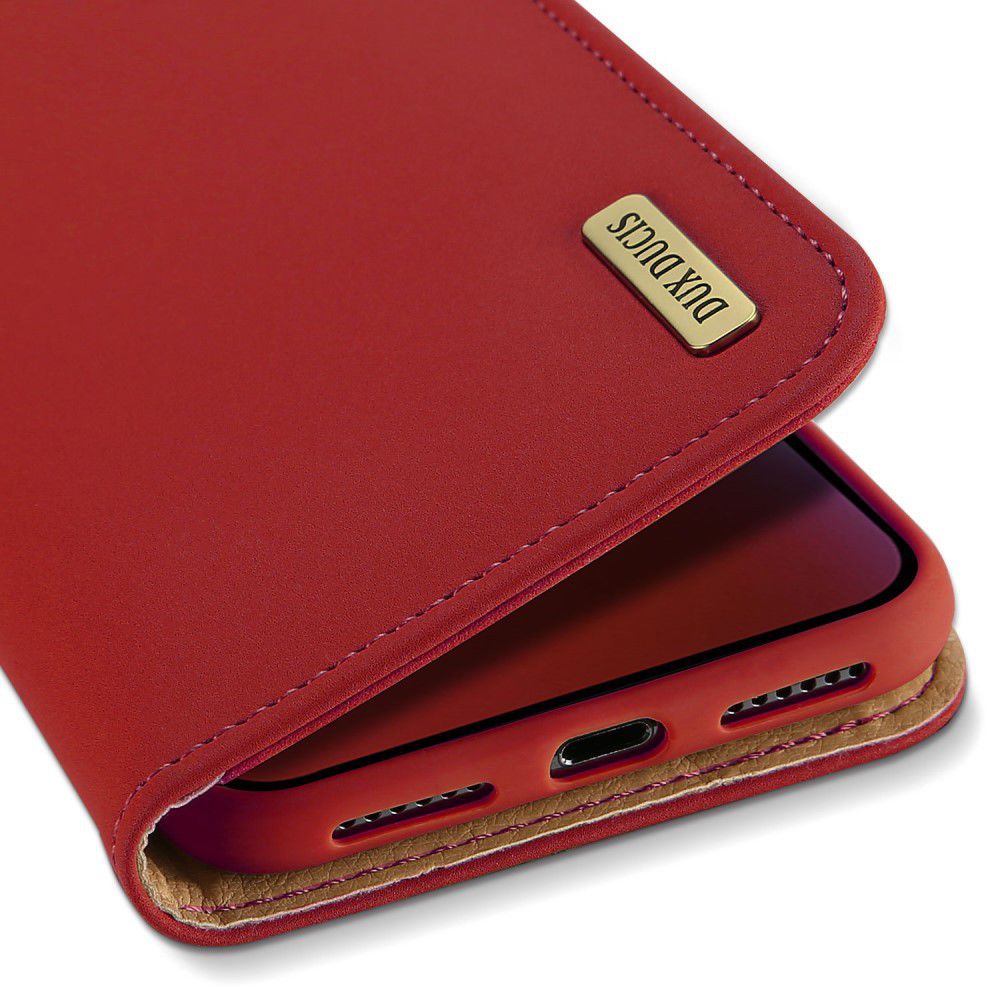 Dux Ducis Luxe Book Case Apple iPhone XR Hoesje Echt Leer Rood afbeelding 5