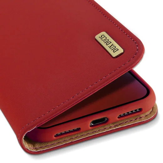 Dux Ducis Luxe Book Case Apple iPhone XR Hoesje Echt Leer Rood afbeelding 5