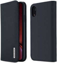 Dux Ducis Luxe Book Case Apple iPhone XR Hoesje Echt Leer Blauw afbeelding