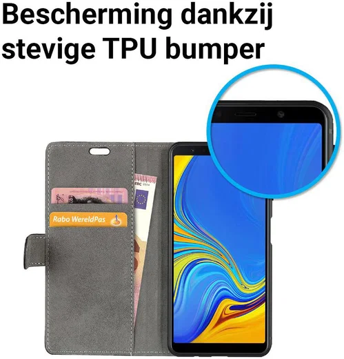Samsung Galaxy A7 (2018) Portemonnee Hoesje Zwart afbeelding 4
