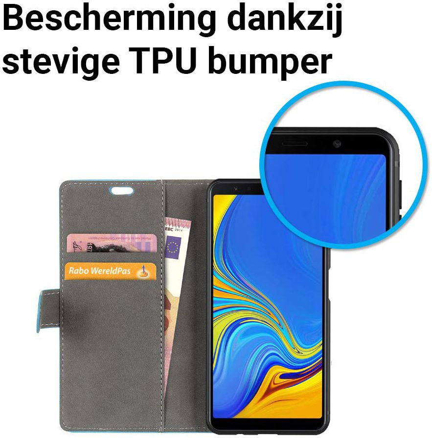Samsung Galaxy A7 (2018) Portemonnee Hoesje Blauw afbeelding 3