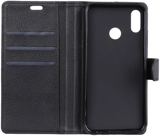 Asus Zenfone Max Pro M1 Lychee Portemonnee Hoesje Zwart afbeelding 2