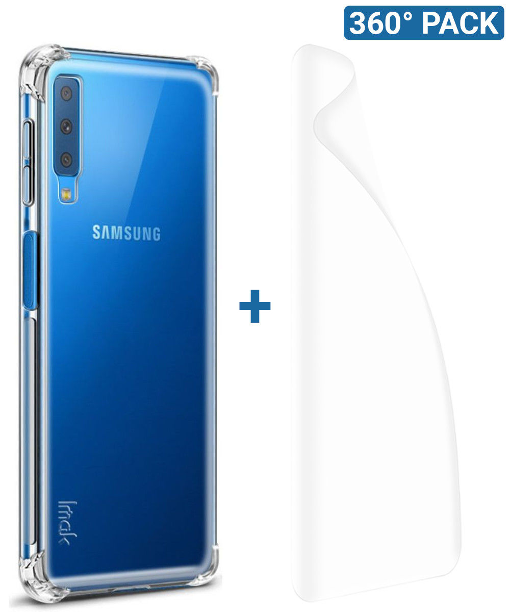IMAK Samsung A7 (2018) Hoesje TPU met Screenprotector Transparant afbeelding 1
