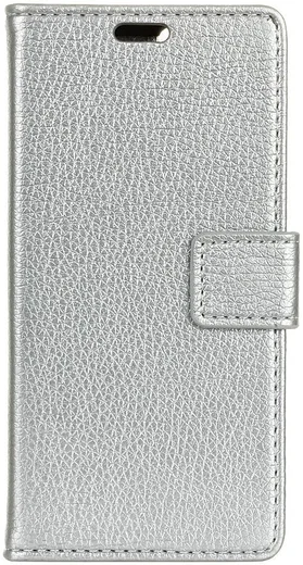 Samsung Galaxy J4 Plus Lychee Leren Portemonnee Hoesje Zilver afbeelding 1