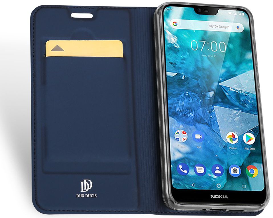 Dux Ducis Nokia 7.1 Premium Bookcase Hoesje Blauw afbeelding 2