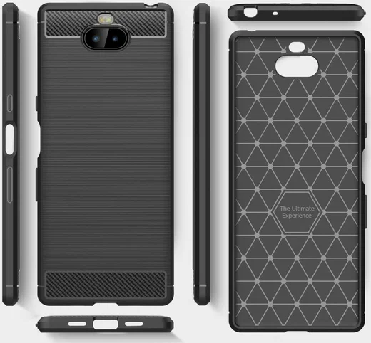 Sony Xperia 10 Plus Geborsteld TPU Hoesje Zwart afbeelding 11