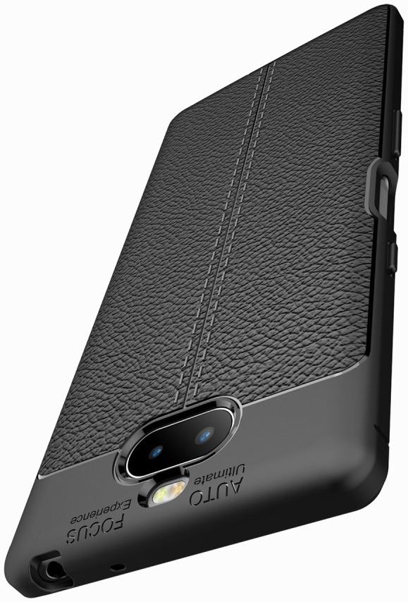 Sony Xperia 10 Plus Hoesje Met Leren Textuur Zwart afbeelding 2