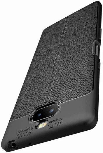 Sony Xperia 10 Plus Hoesje Met Leren Textuur Zwart afbeelding 2