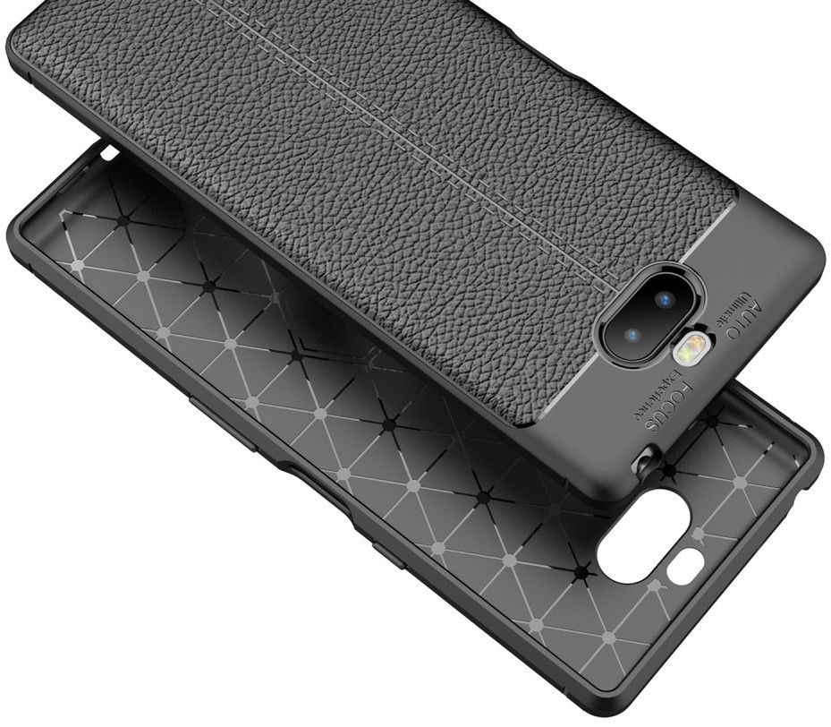 Sony Xperia 10 Plus Hoesje Met Leren Textuur Zwart afbeelding 5
