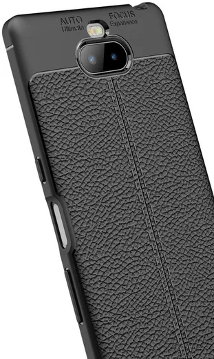 Sony Xperia 10 Plus Hoesje Met Leren Textuur Zwart afbeelding 6