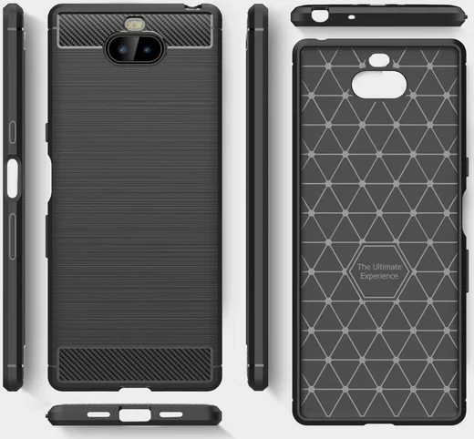 Sony Xperia 10 Geborsteld TPU Hoesje Zwart afbeelding 11